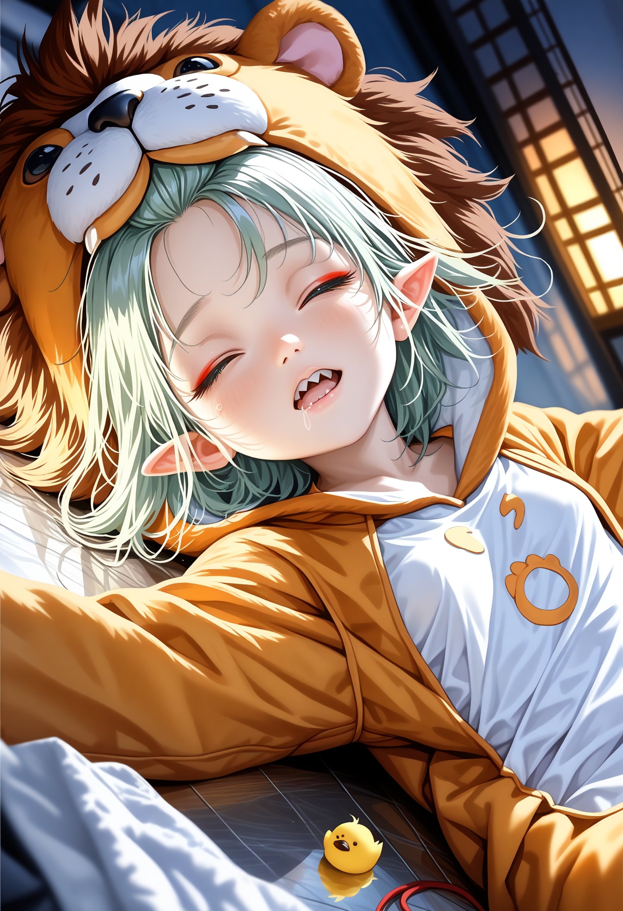 朝日を浴びる熟睡ライオン | の人気AIイラスト・グラビア