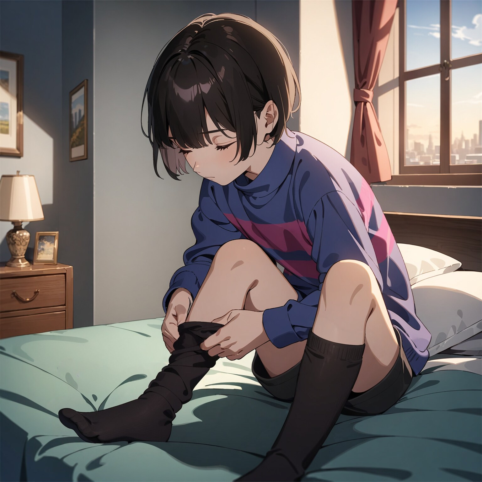 靴下を履くフリスク