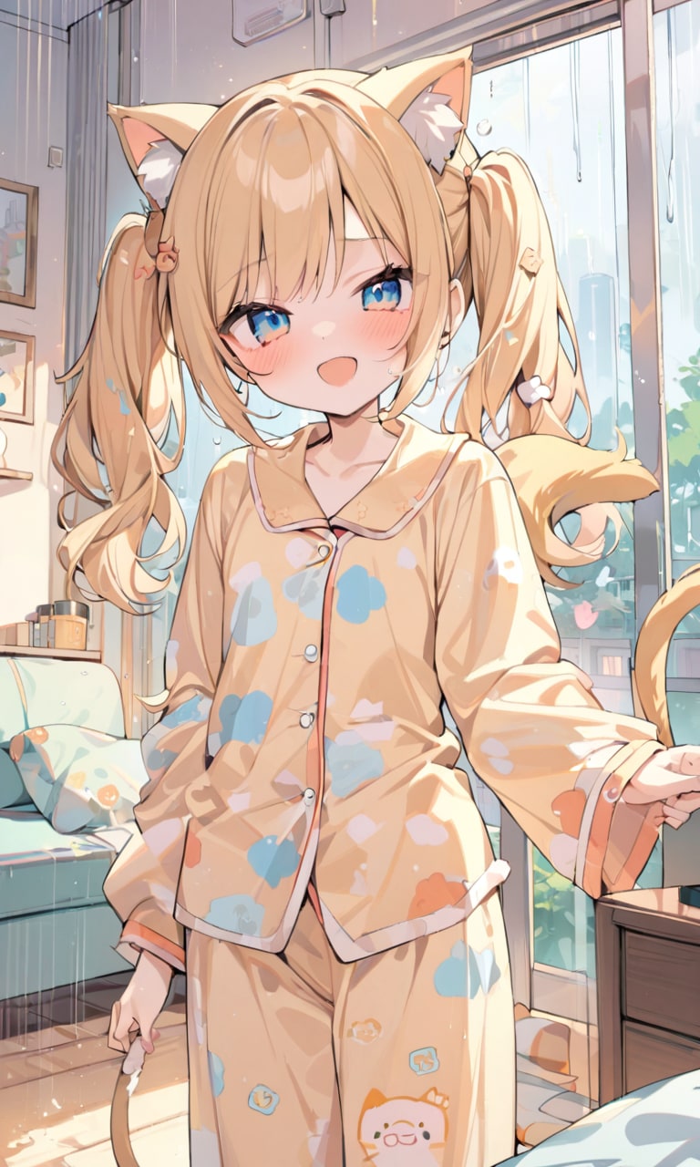 こるり「オハヨー」まや「制服は？」こるり「学校は大雨でヤスミダー」