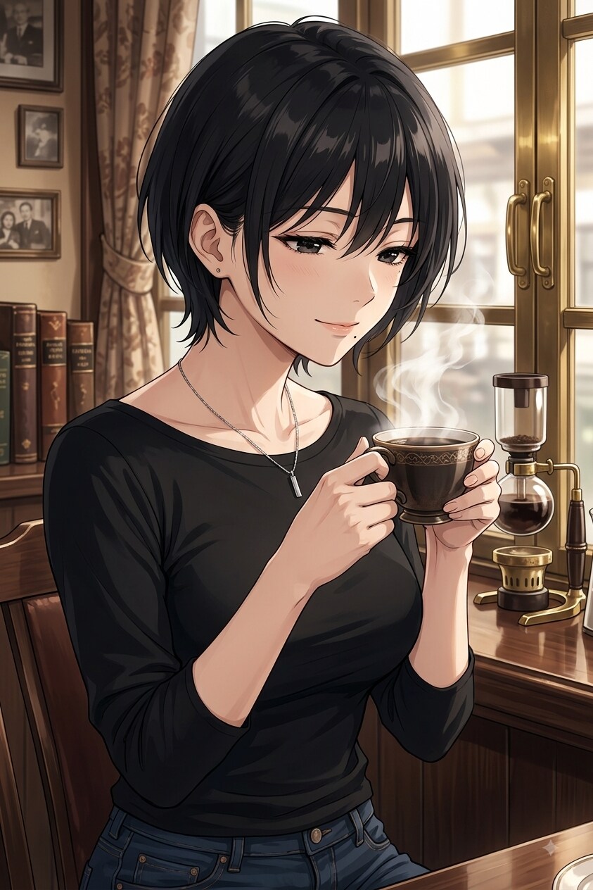 【ハルカ】コーヒーを嗜む | の人気AIイラスト・グラビア