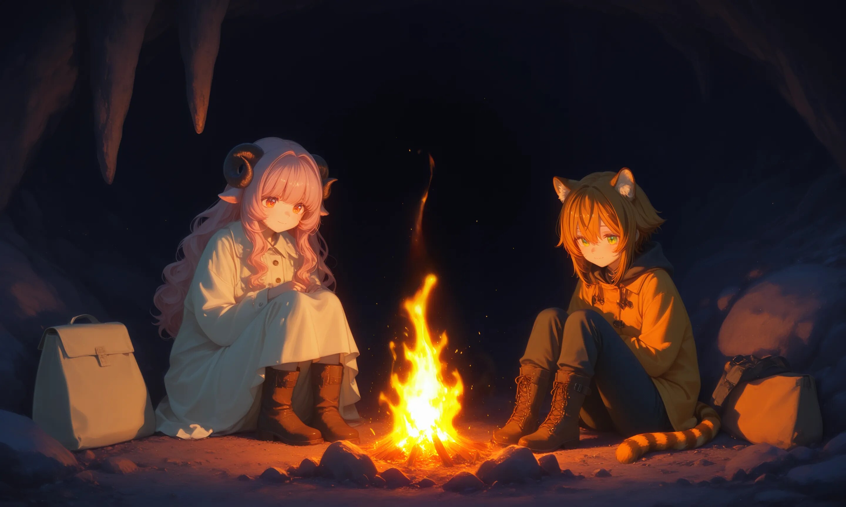 隣国へ通じる洞窟の中で