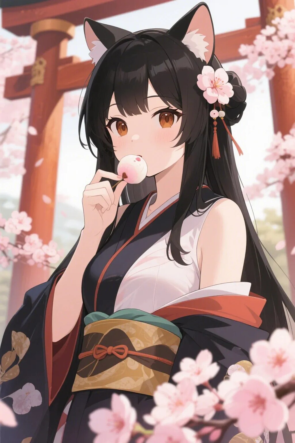 お餅を食べるさくらちゃん