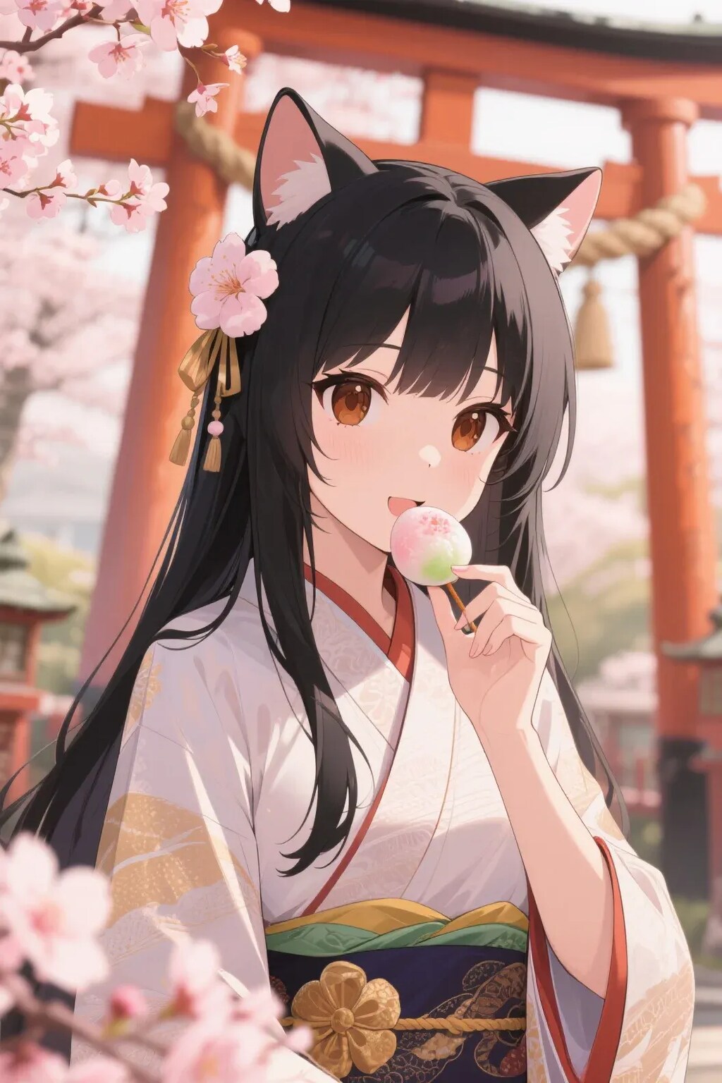 お餅を食べるさくらちゃん