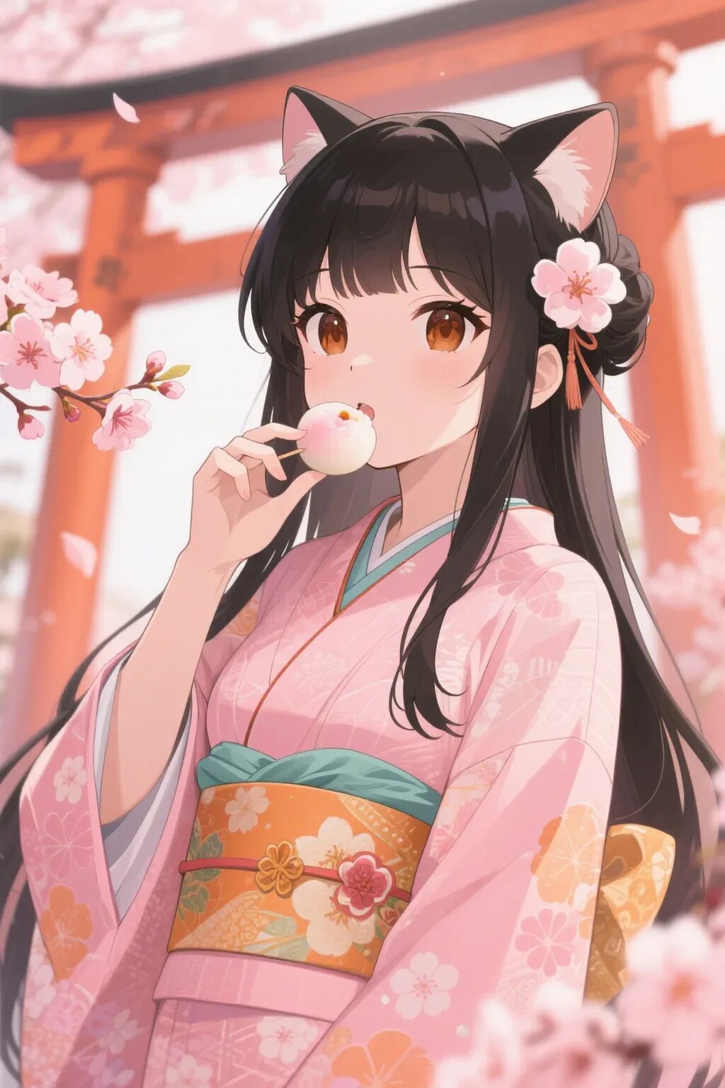 お餅を食べるさくらちゃん