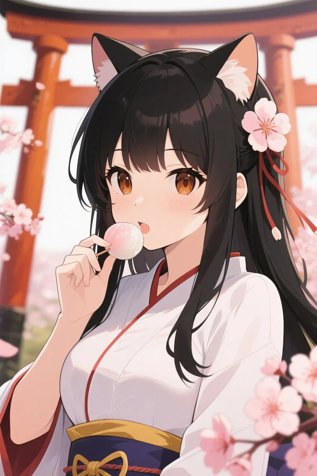 お餅を食べるさくらちゃん