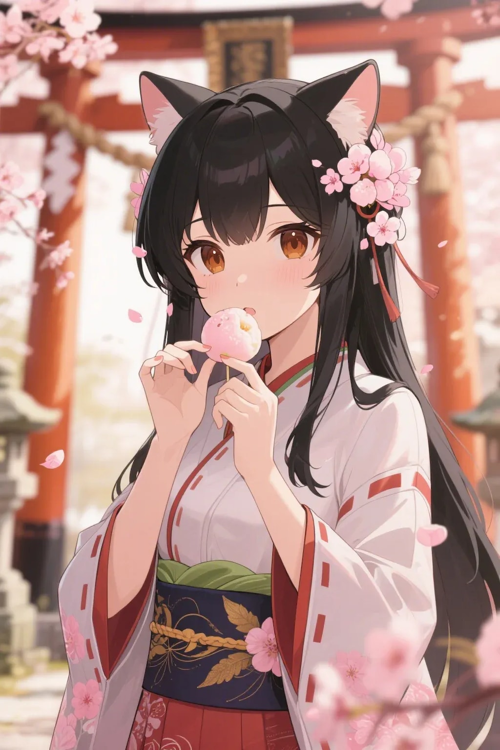 お餅を食べるさくらちゃん