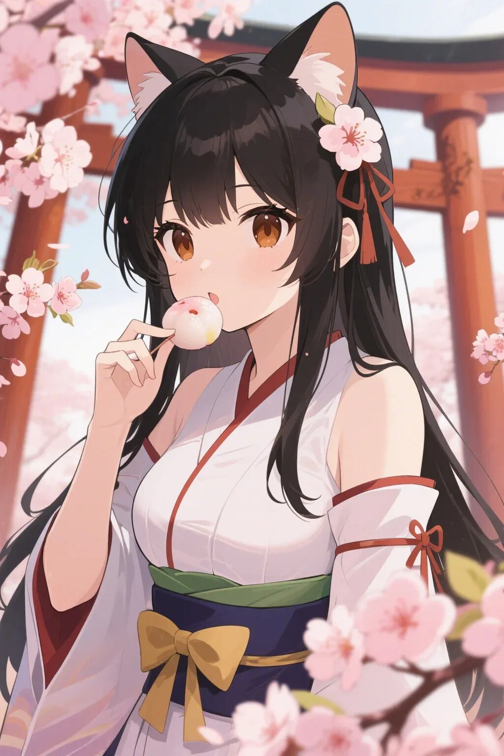 お餅を食べるさくらちゃん