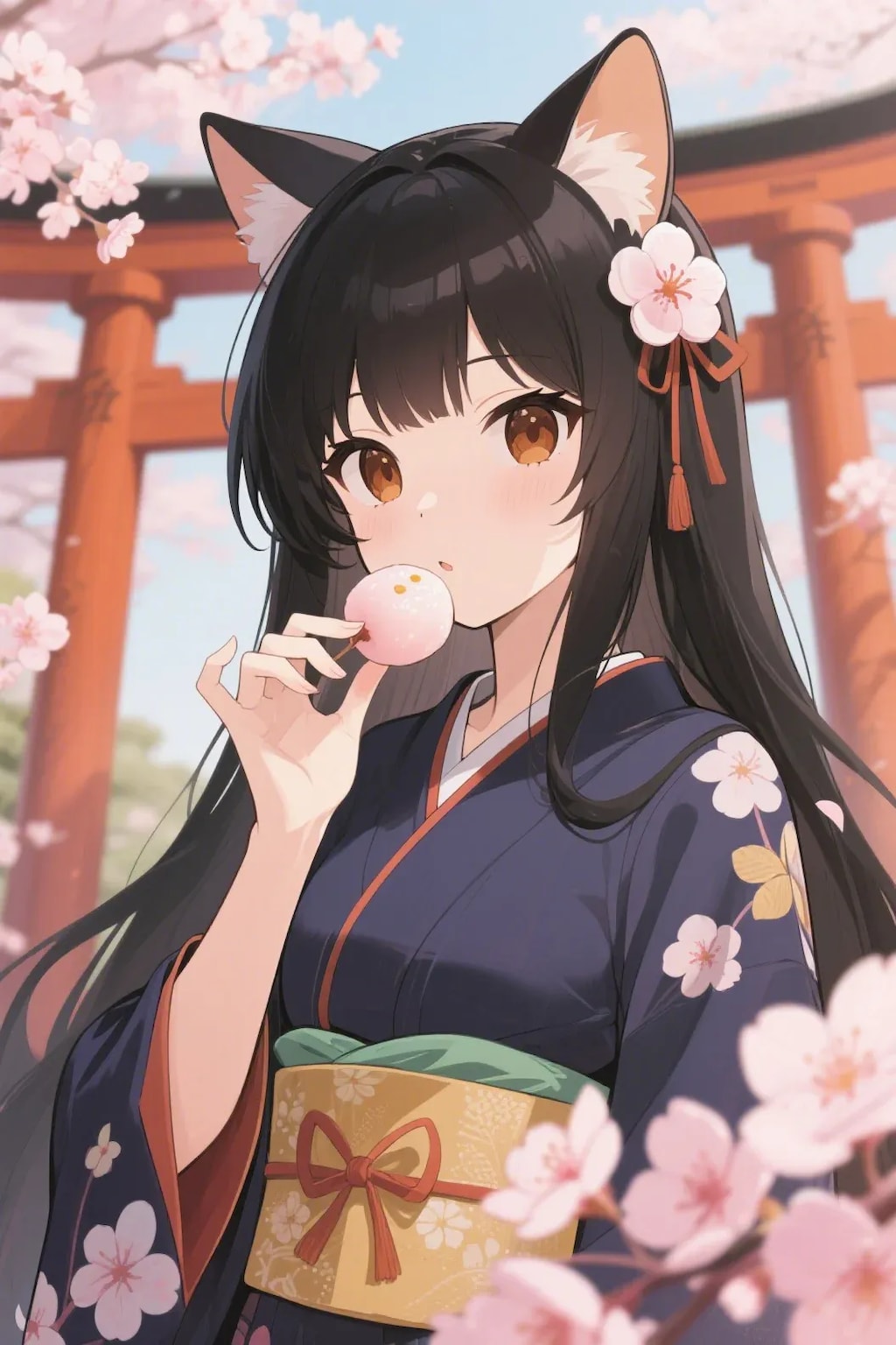 お餅を食べるさくらちゃん