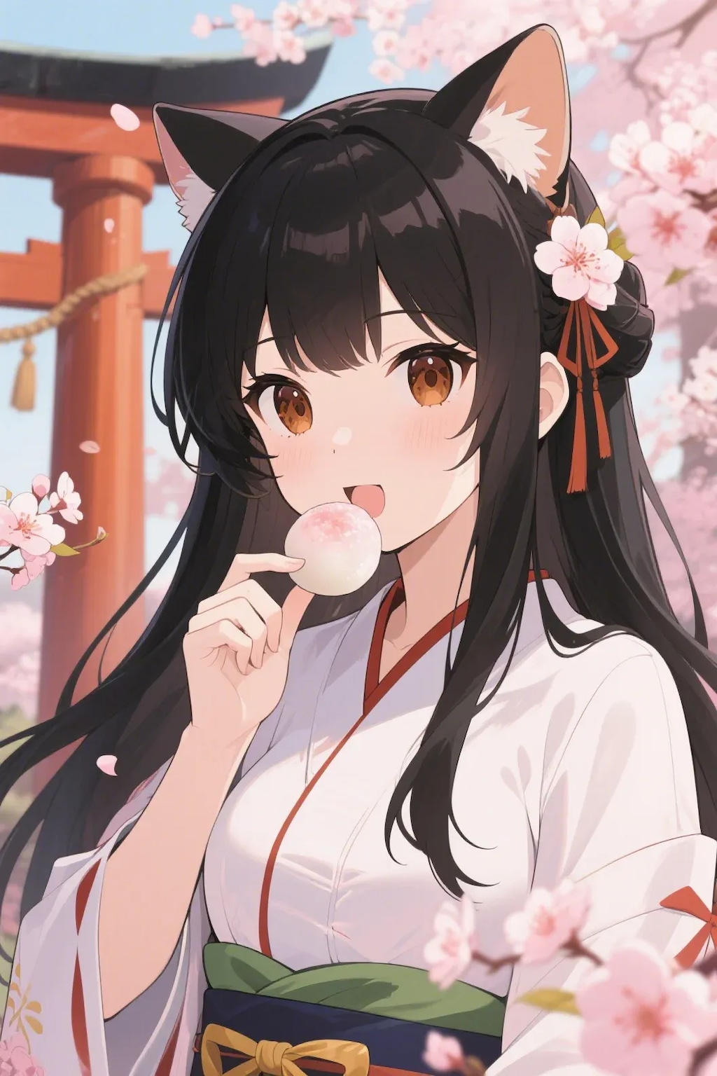 お餅を食べるさくらちゃん