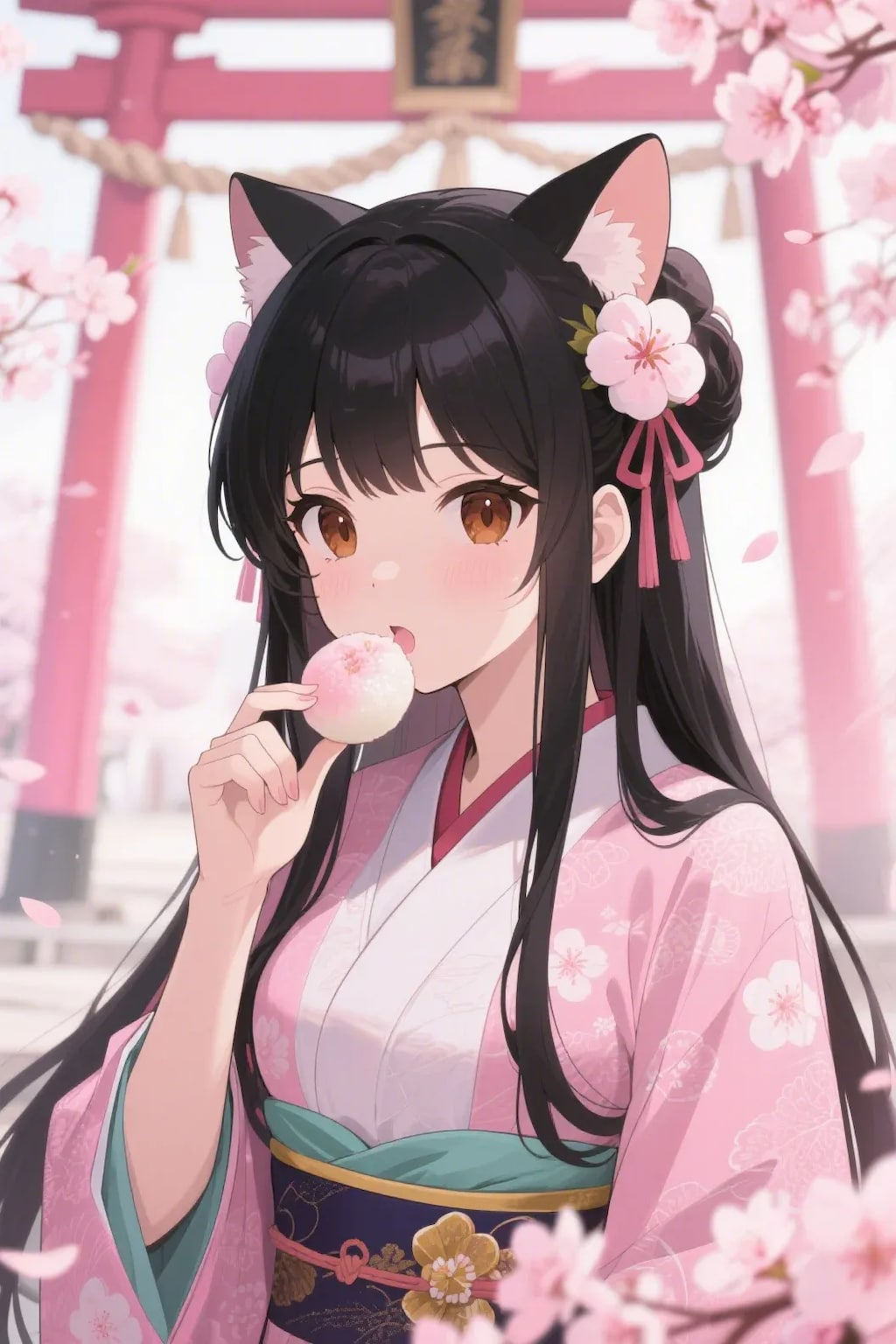 お餅を食べるさくらちゃん