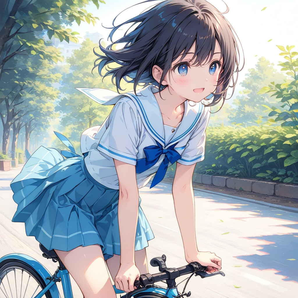 自転車少女 | の人気AIイラスト・グラビア