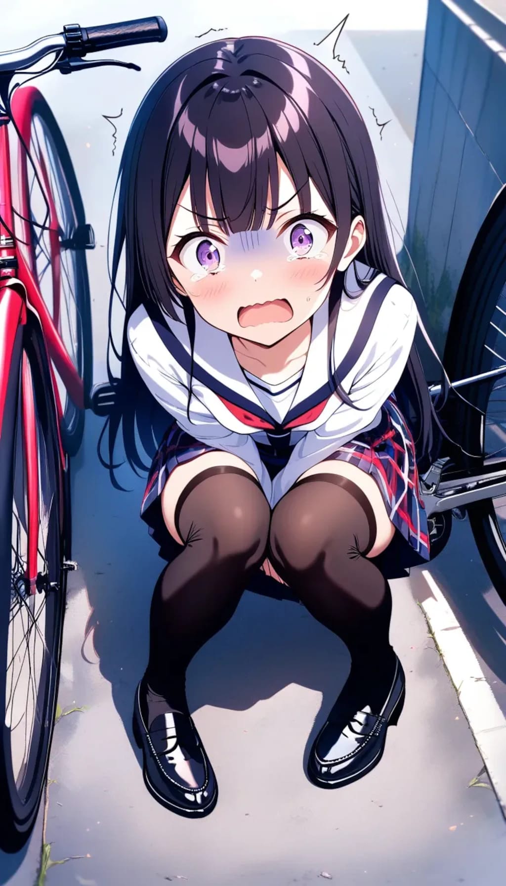 激寒い日の朝『ああああっ！　サドルが凍ってるううううーっ！？　お尻がーっ！！』カイリ（妹ちゃん）