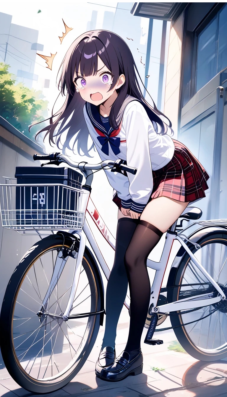 激寒い日の朝『ああああっ！　サドルが凍ってるううううーっ！？　お尻がーっ！！』カイリ（妹ちゃん） | の人気AIイラスト・グラビア