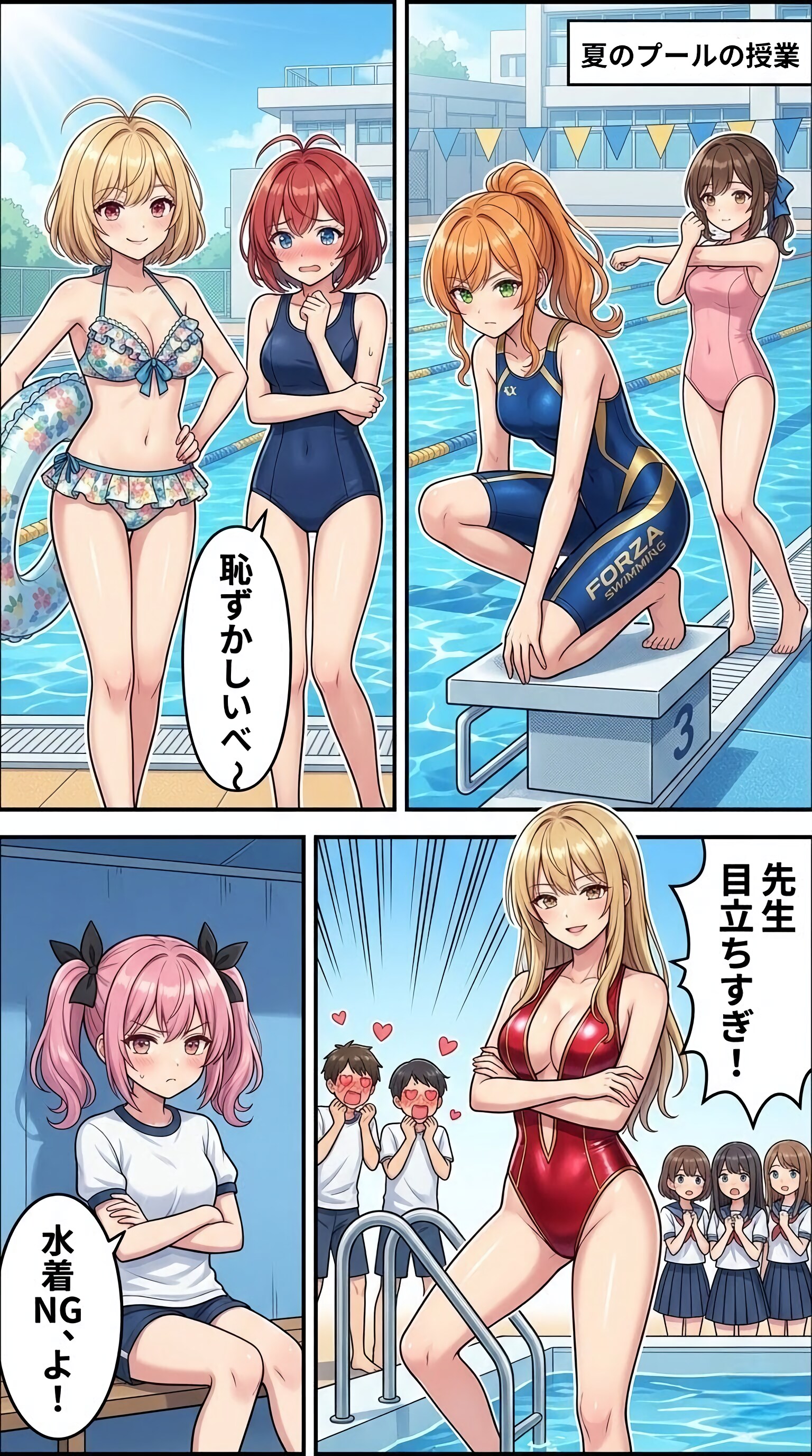 夏のプール授業にて