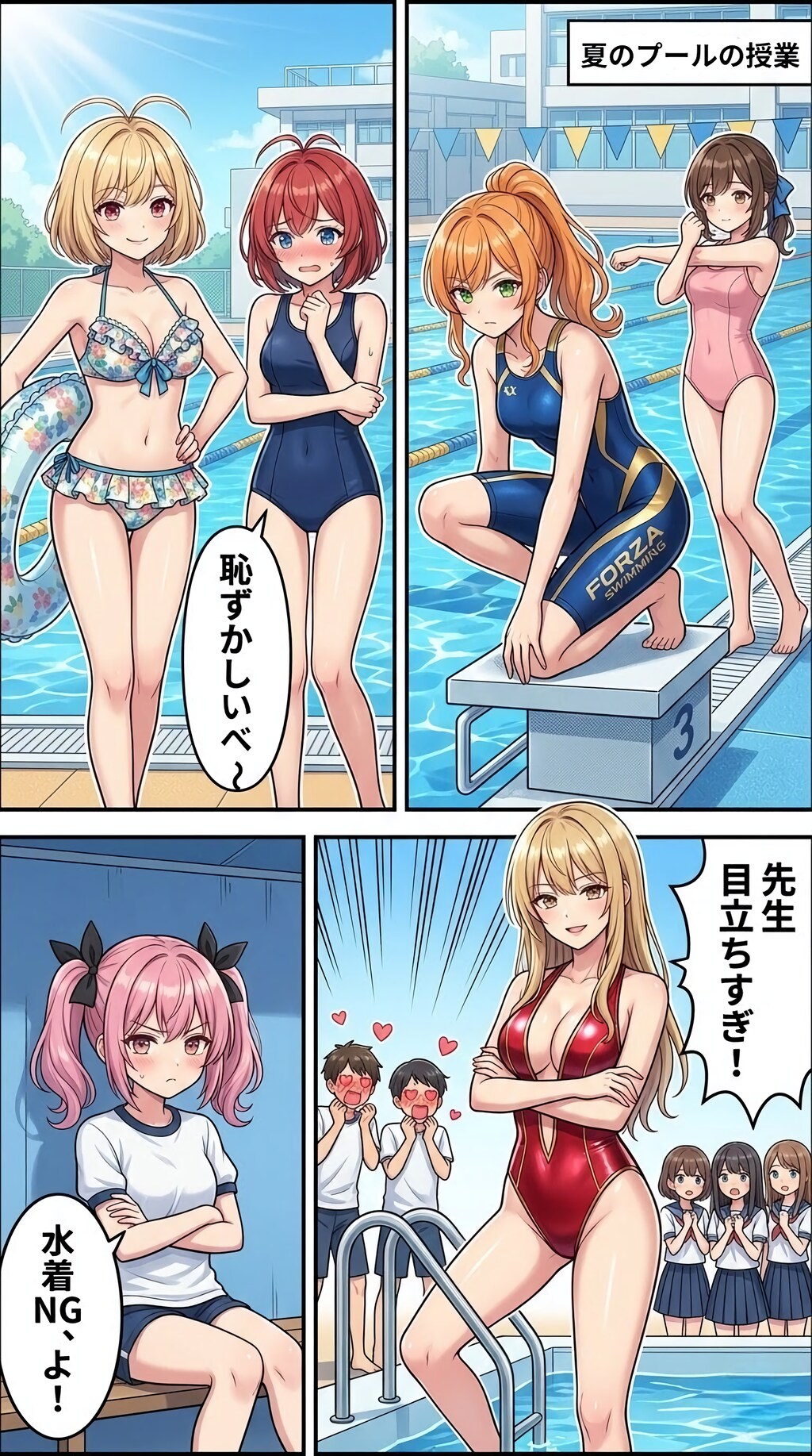 夏のプール授業にて