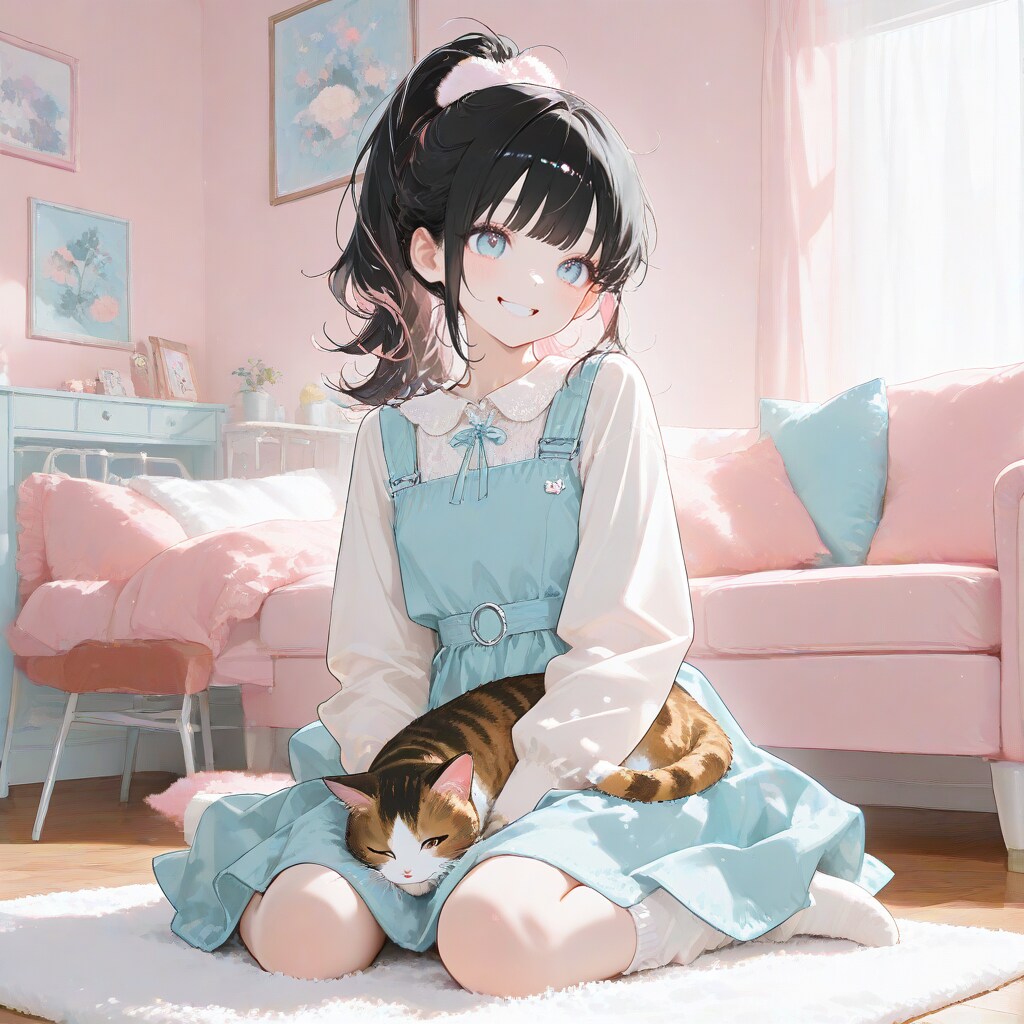 猫とポニテちゃん | の人気AIイラスト・グラビア