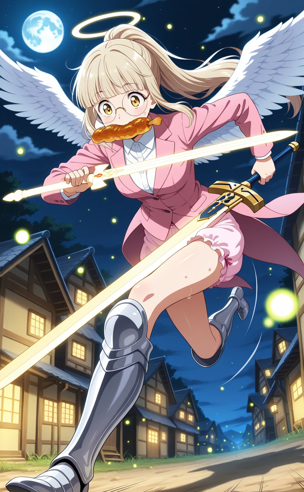 ポニテスーツ眼鏡にカレーパン咥えて月下を走るボスキャラバイトに遅刻しそうなアイドルになりたい天使