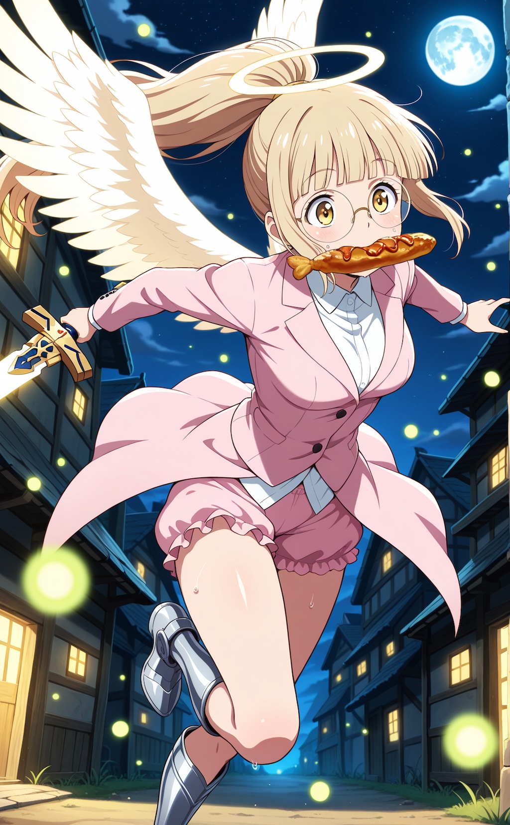 ポニテスーツ眼鏡にカレーパン咥えて月下を走るボスキャラバイトに遅刻しそうなアイドルになりたい天使