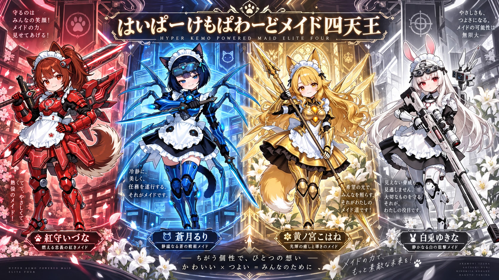 はいぱーけもぱわーどメイド四天王 | の人気AIイラスト・グラビア