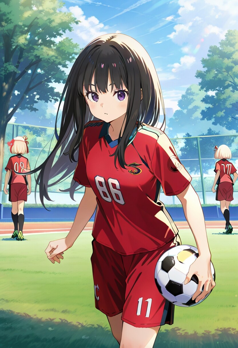たきなのサッカーユニホーム姿
