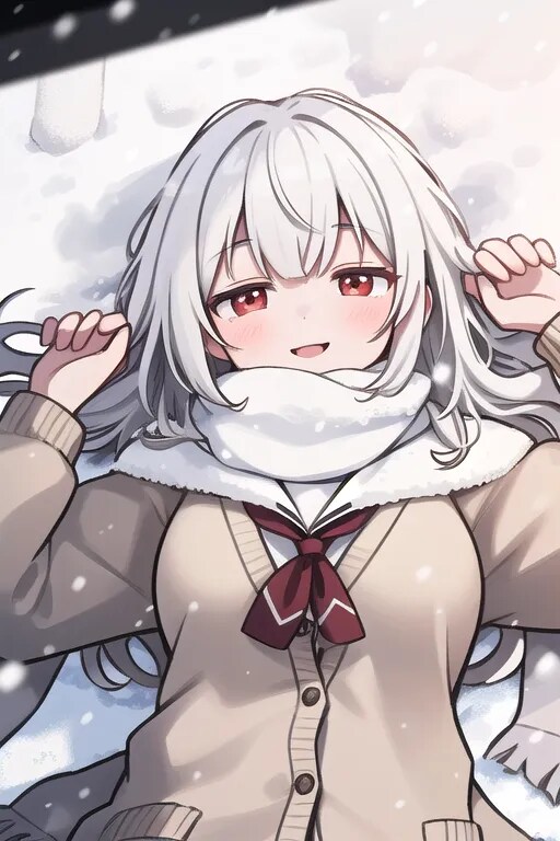 えへへ、雪だから転んでも平気だね