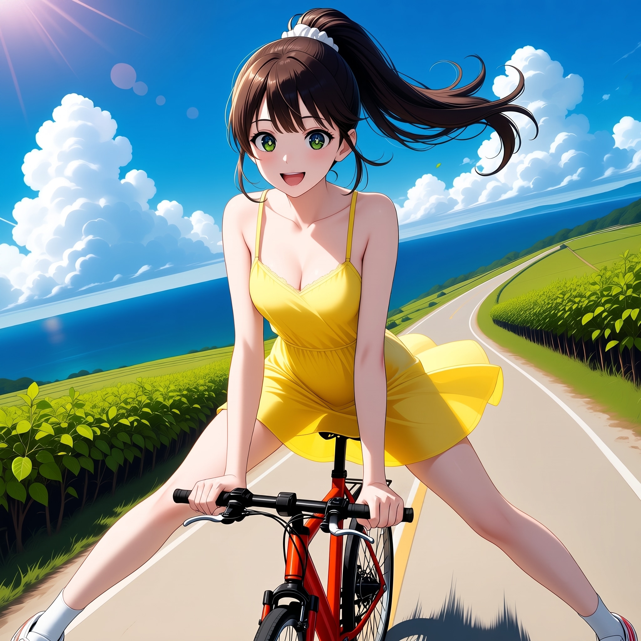 夏空シュガーロード疾走(モデル：あかり、黄色ワンピースバージョン)
