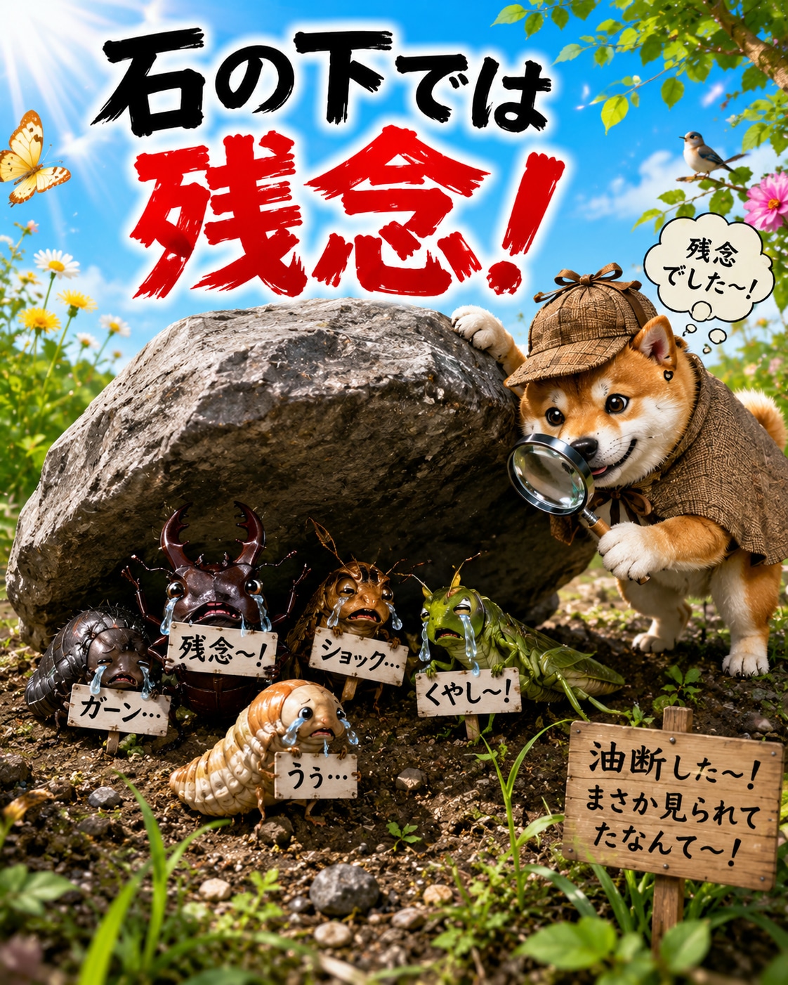 石の下では残念