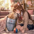 女の子と友だちのビール犬 5枚目