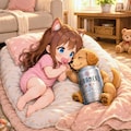 女の子と友だちのビール犬 2枚目