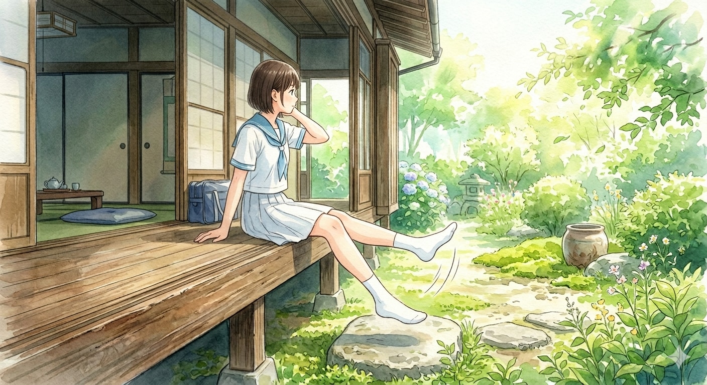 縁側の少女