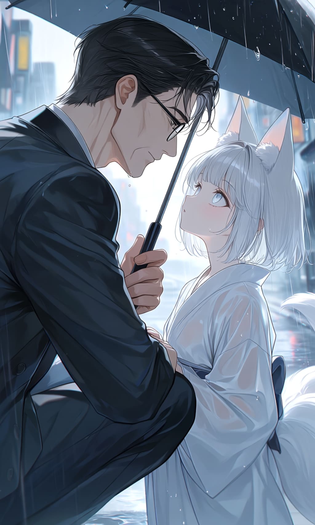 雨の中