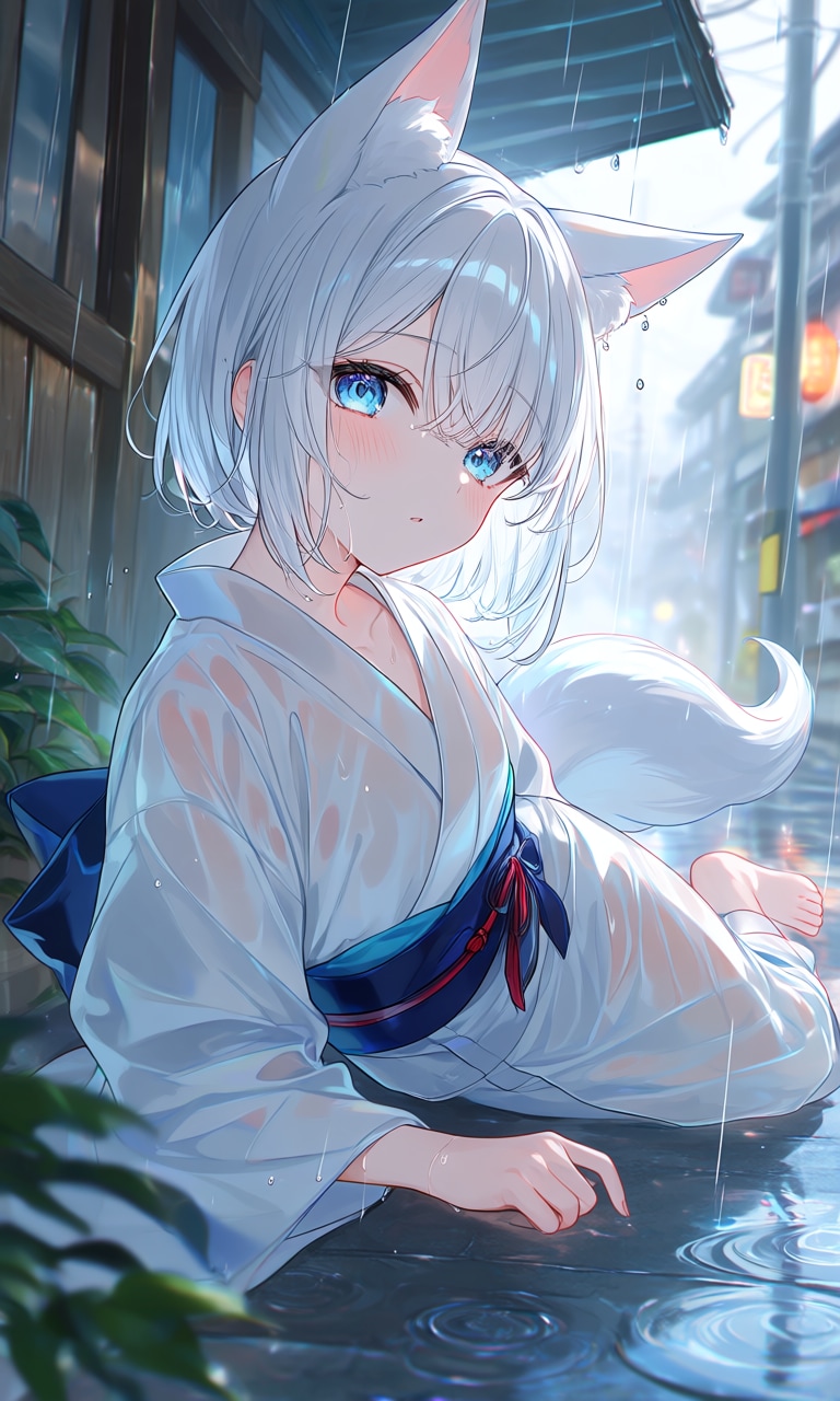 雨の中 | の人気AIイラスト・グラビア