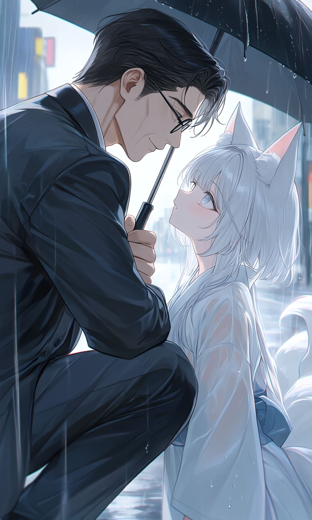 雨の中