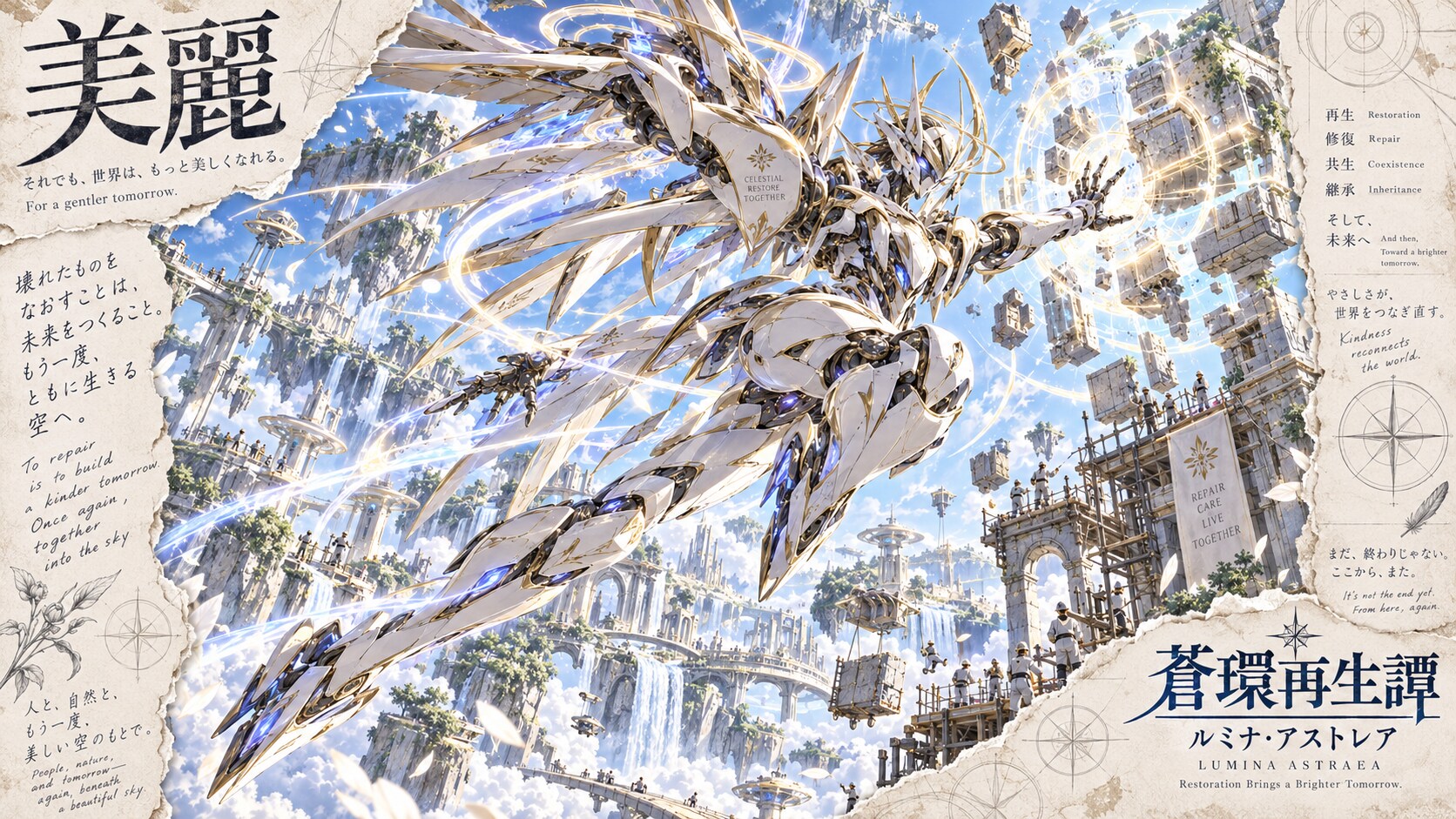 Lumina Astraea: Restoration Brings a Brighter Tomorrow  Set amidst a breathtaking skyward realm of f | の人気AIイラスト・グラビア