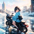 自転車に乗る てへぺろ雪女 5枚目