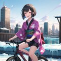 自転車に乗る てへぺろ雪女 4枚目