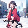 自転車に乗る てへぺろ雪女 6枚目