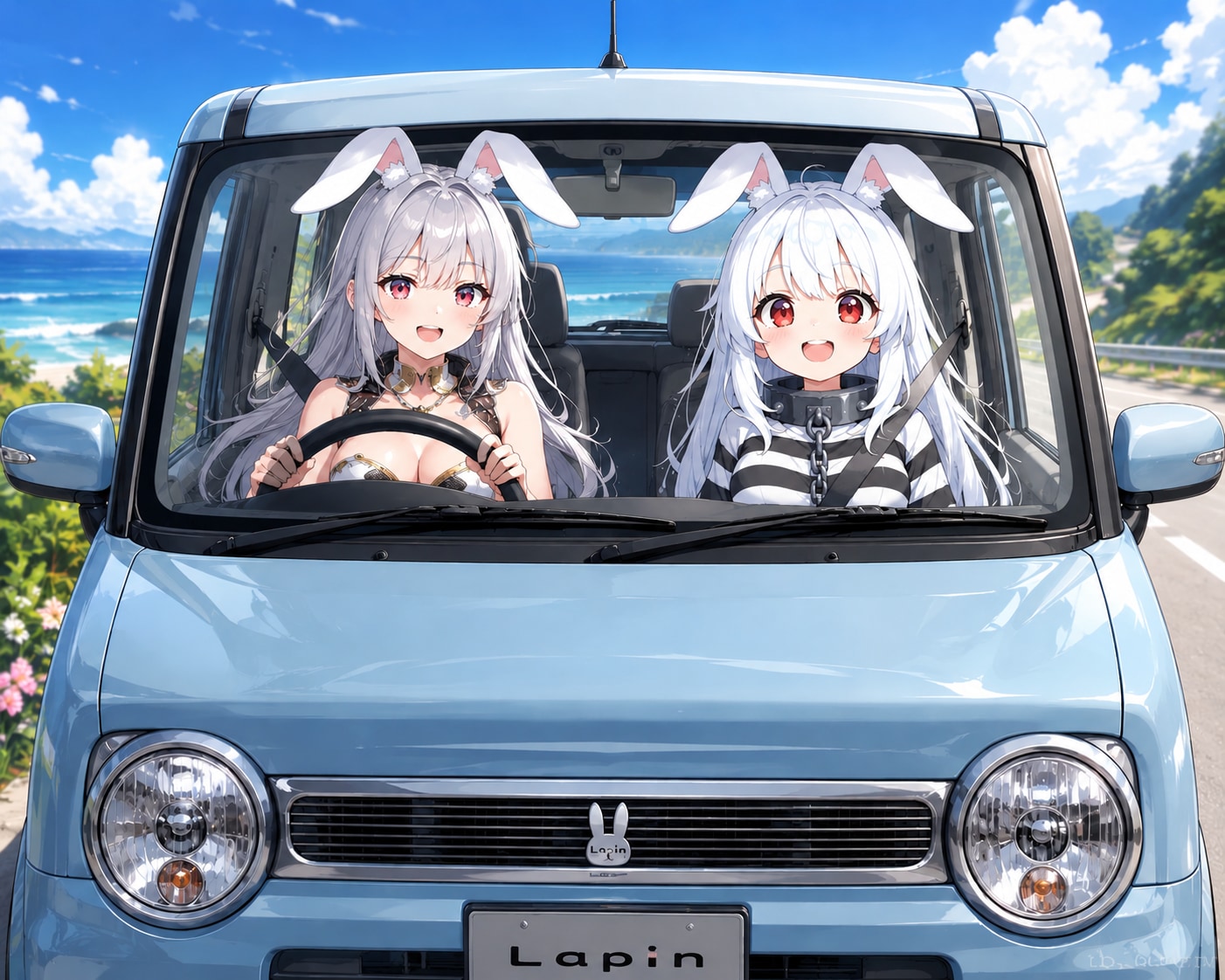 みみちゃんとラパンでドライブするうさぎちゃん♡ | の人気AIイラスト・グラビア