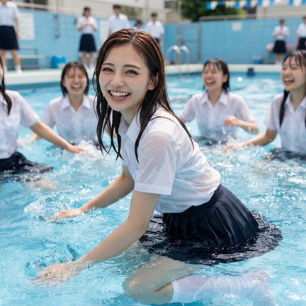 着衣水泳の授業