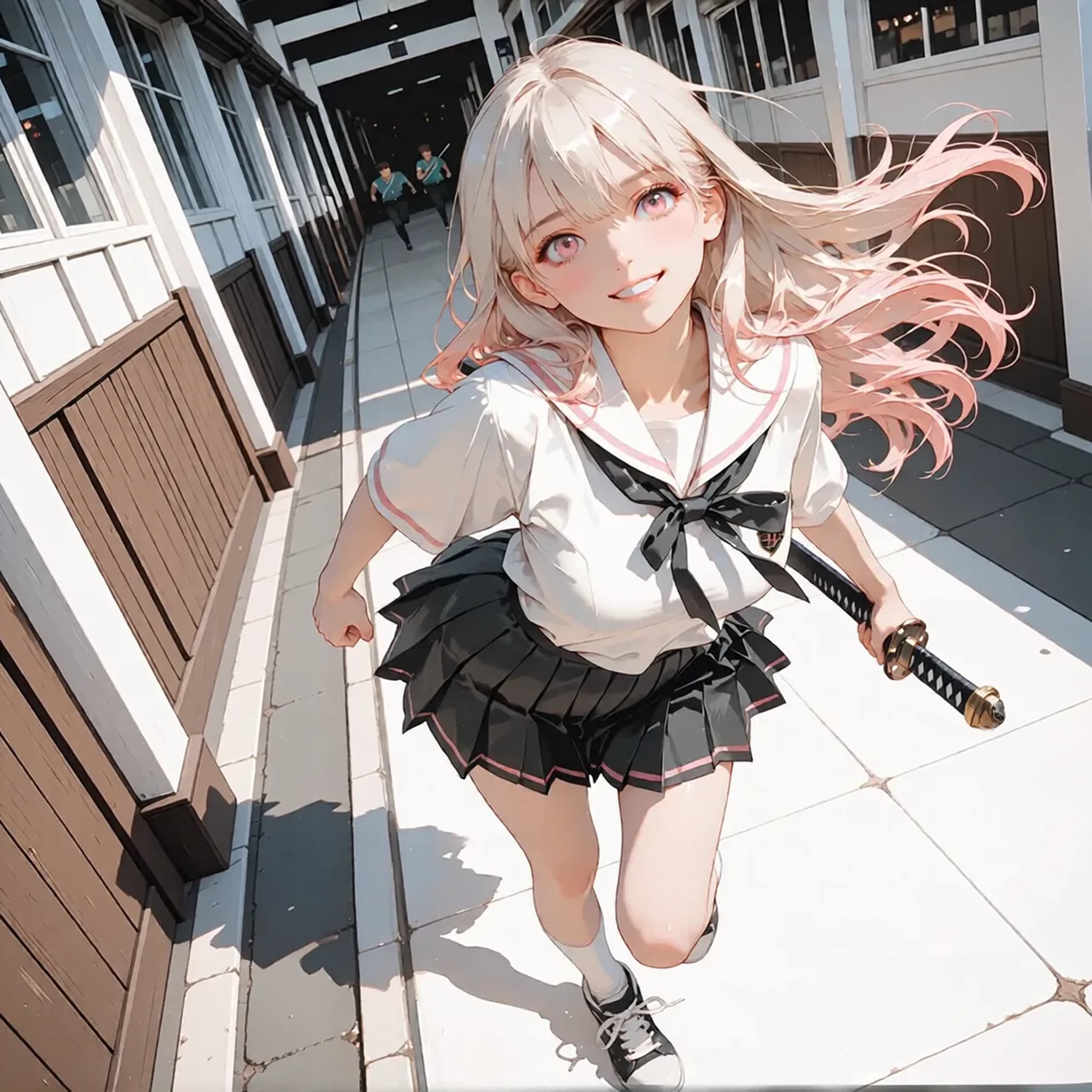 サムライJK「違うんです、撮影です」「これ模造刀なんです〜！」 | の人気AIイラスト・グラビア