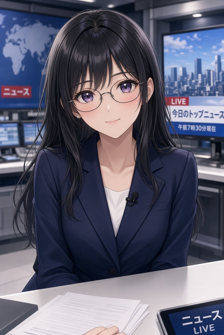 女子アナの黒髪メガネ | の人気AIイラスト・グラビア