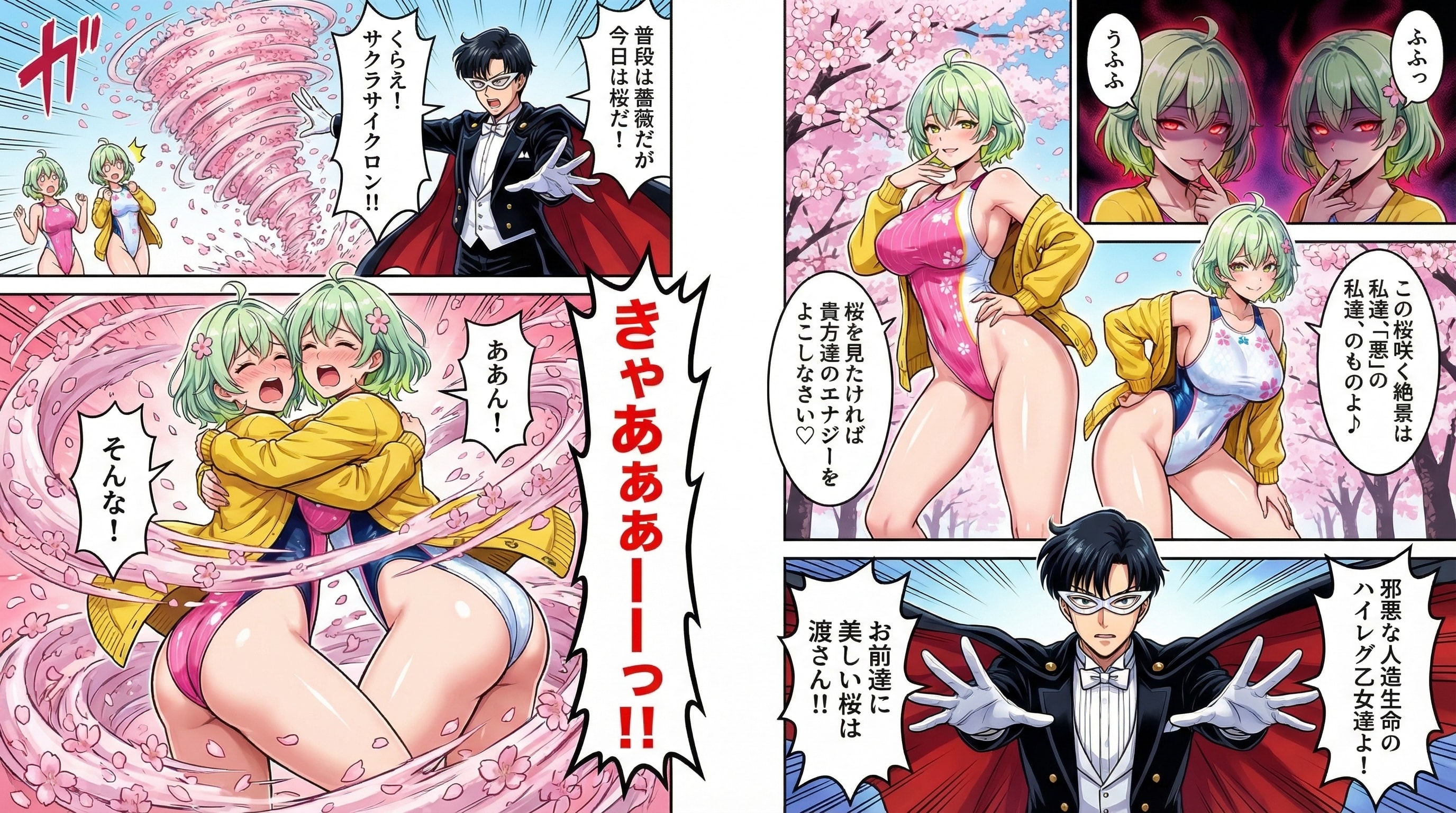 春色コーデハイレグな悪の美少女二人組（人造宝石シスターズ）VSタ〇シード仮面！・・あの仮面の変〇紳士は単体でも強かったｗｗ