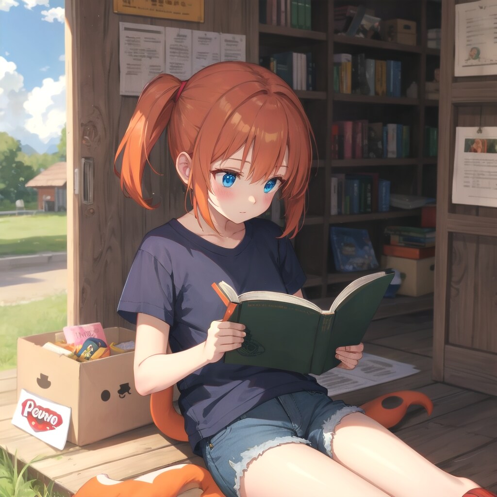 秘密基地で本を読む