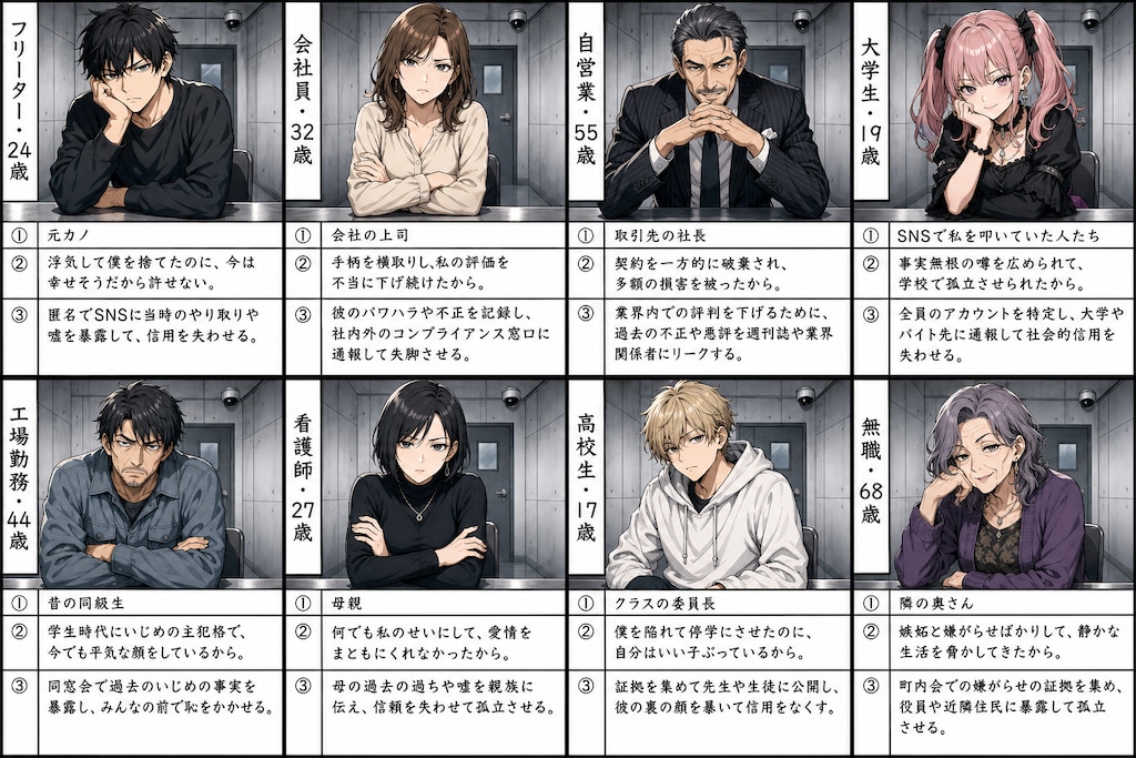 『貴方は誰に復讐したいですか？』と聞いてみた
