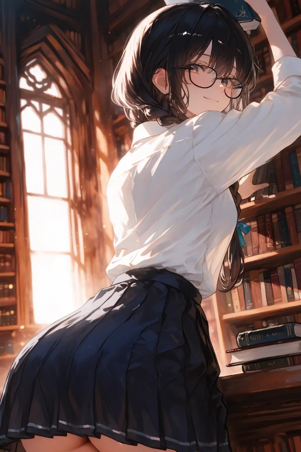 眼鏡三つ編み少女（黒）