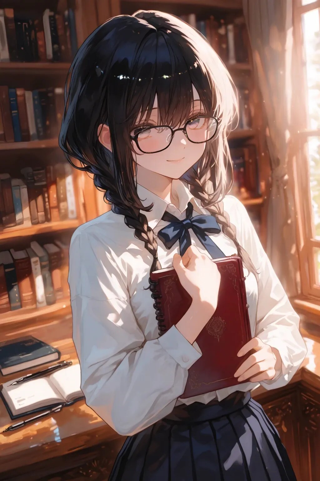 眼鏡三つ編み少女（黒）