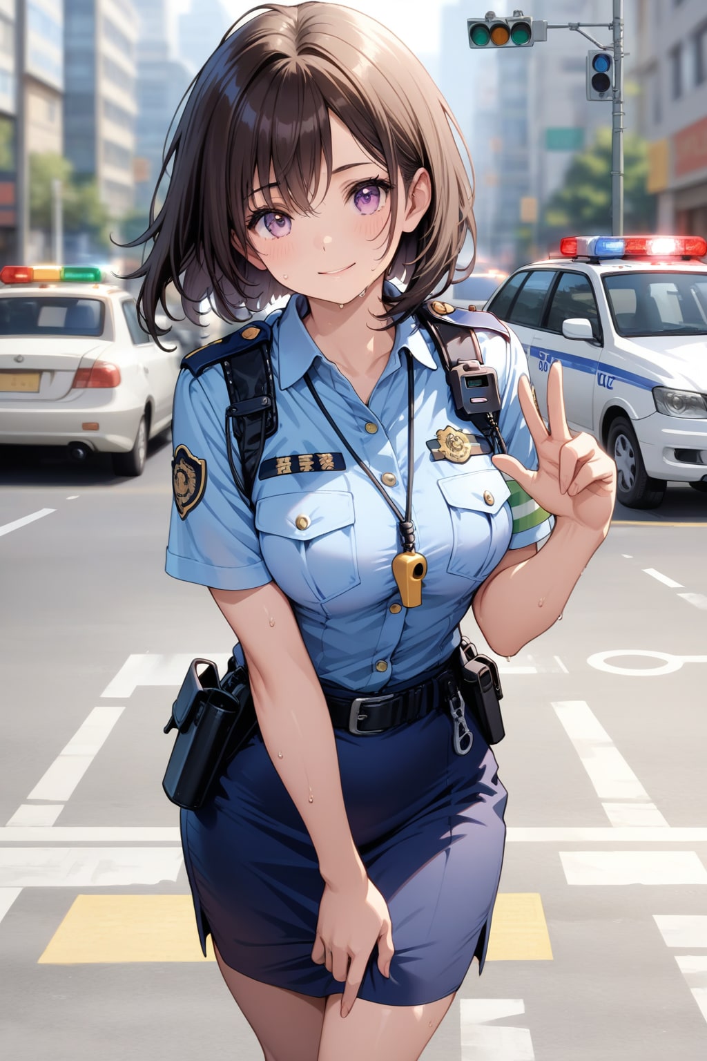 信号のある信号で交通安全で交通誘導な仕事をする婦人警官👮🚥❤️ | の人気AIイラスト・グラビア