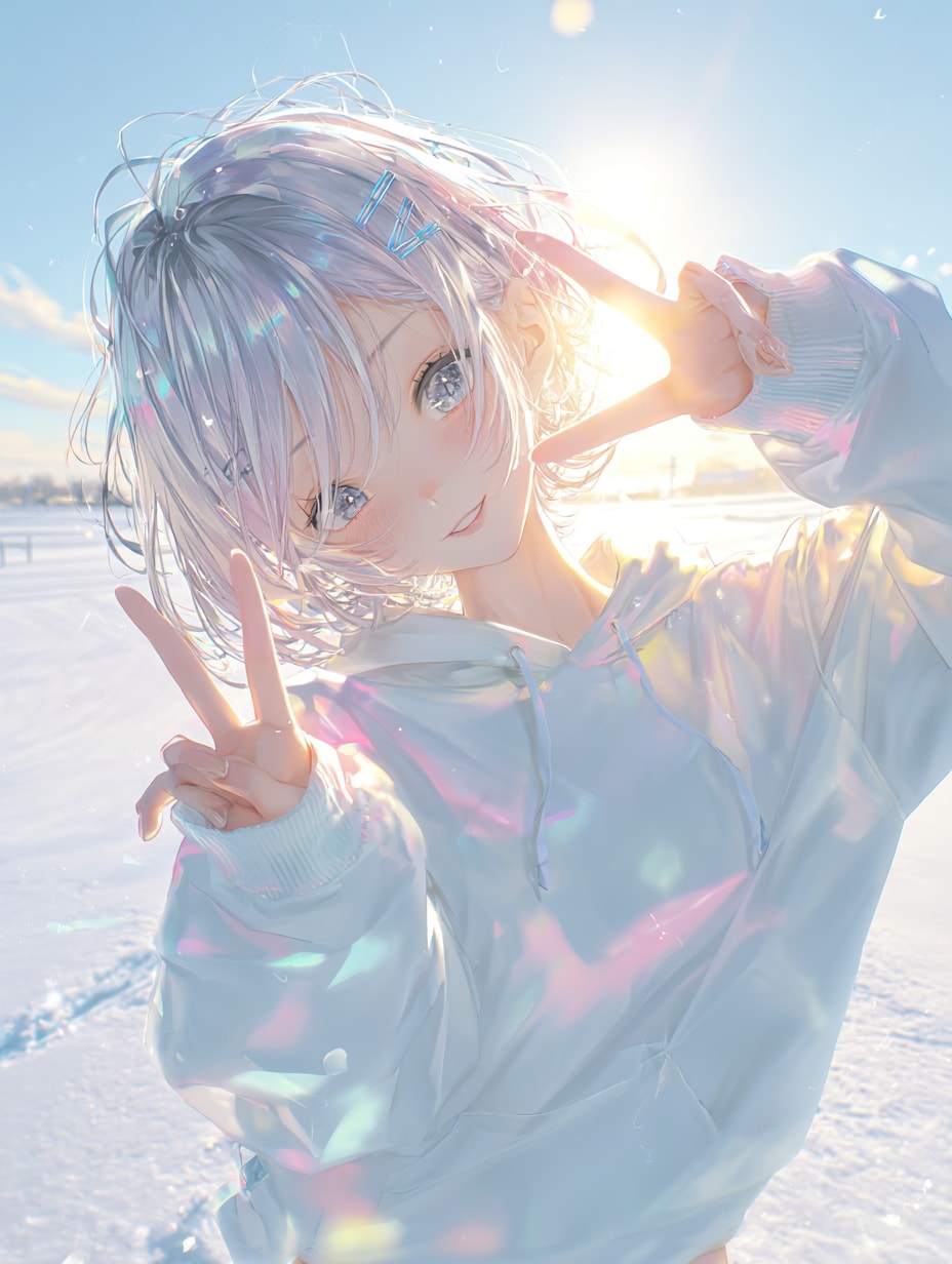 寒いけど頑張ってピース | の人気AIイラスト・グラビア