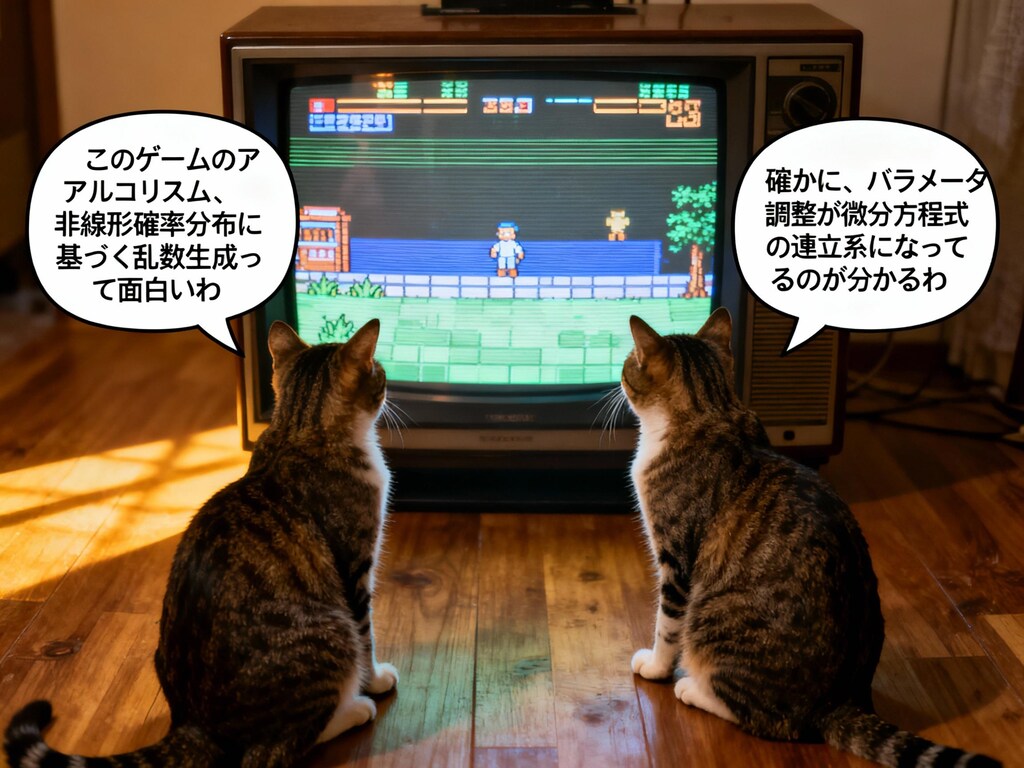 Seedream 4.0でゲームを見てるねこさんに喋ってもらった