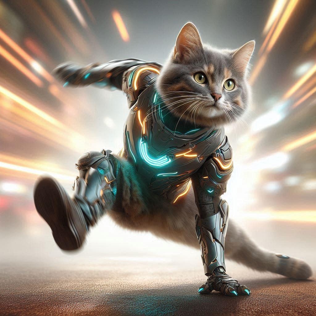 パワードスーツを着た猫